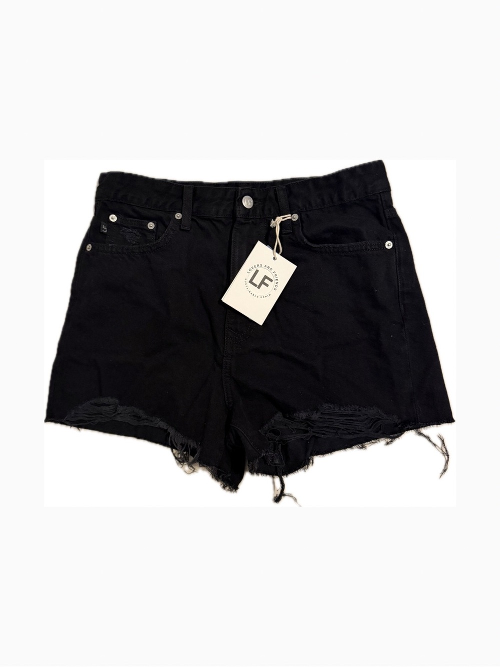 LF Black Distressed Cutoff Denim Shorts